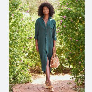 Frank & Eileen Rory Long Sleeve washed linen Shirtdress dress Size: S Forest